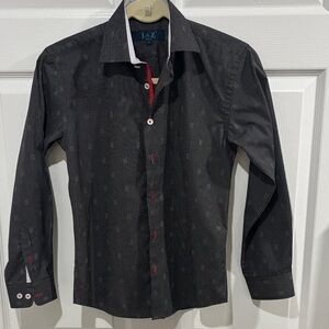 Kids Black Long Sleeve Shirt with Red Accents